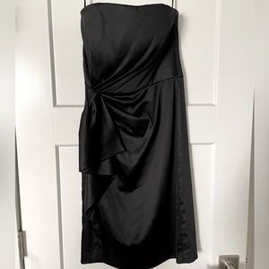 White House/Black Market black satin dress, size 6-strapless.